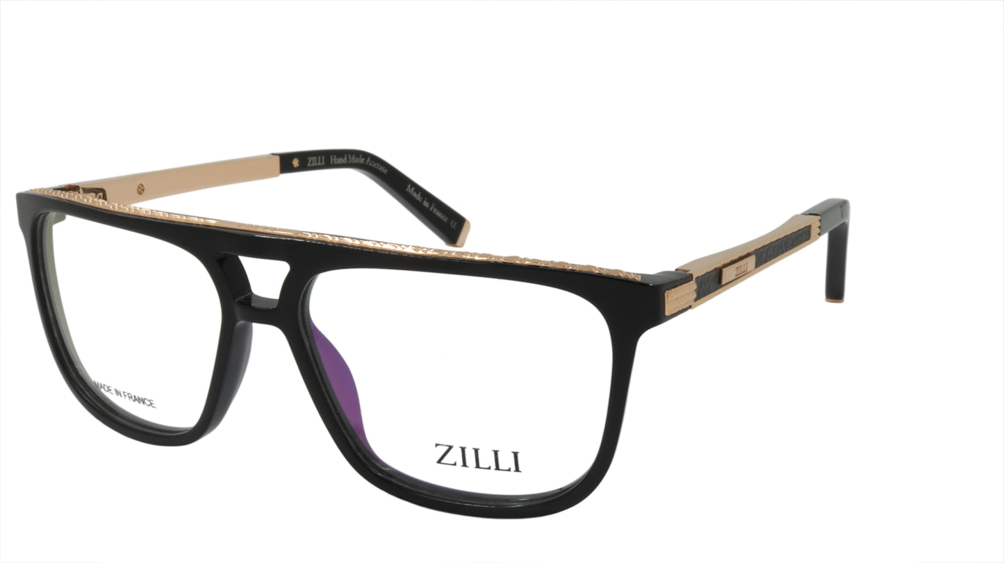 ZILLI Eyeglasses Frame Titanium Acetate Leather France Made ZI 60036 C01