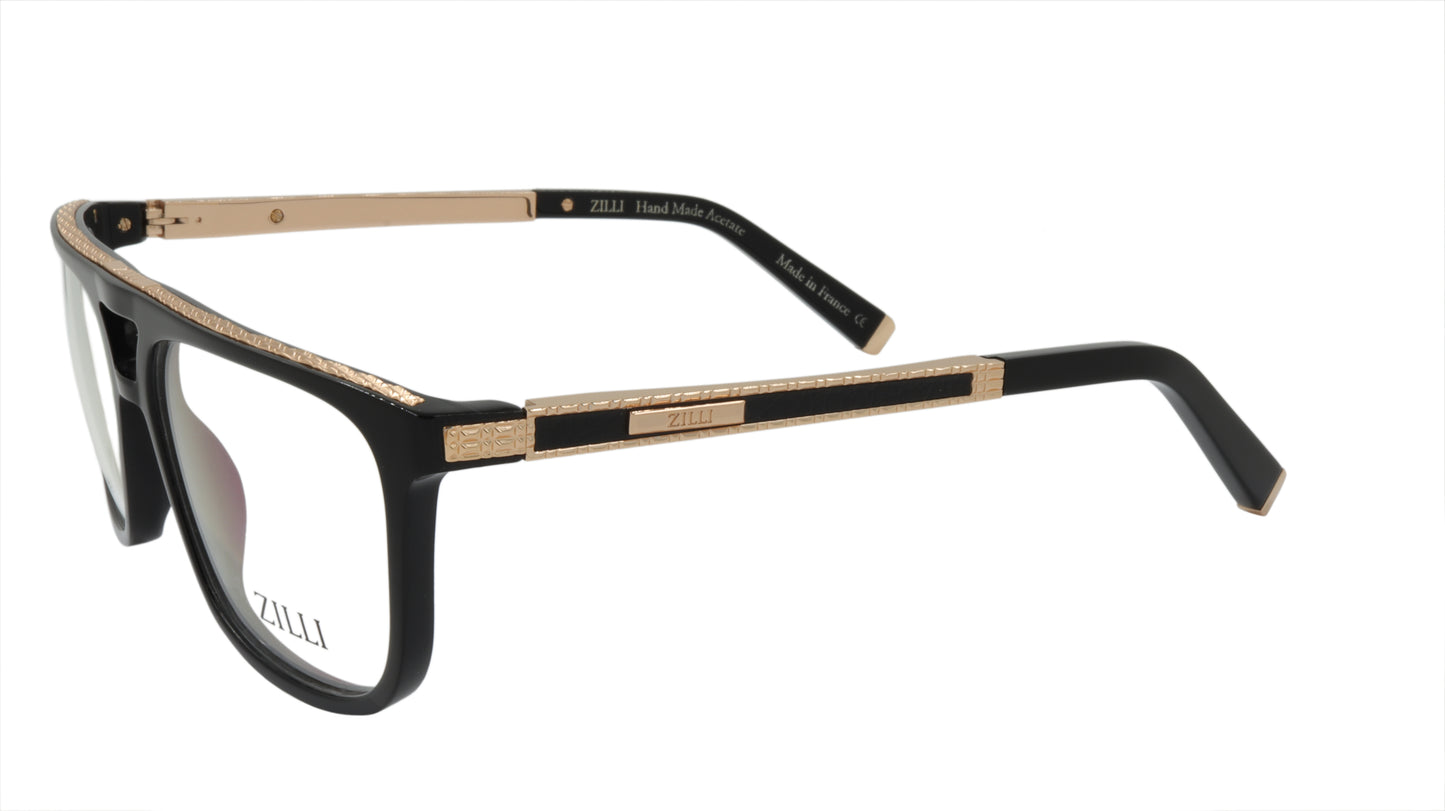 ZILLI Eyeglasses Frame Titanium Acetate Leather France Made ZI 60036 C01