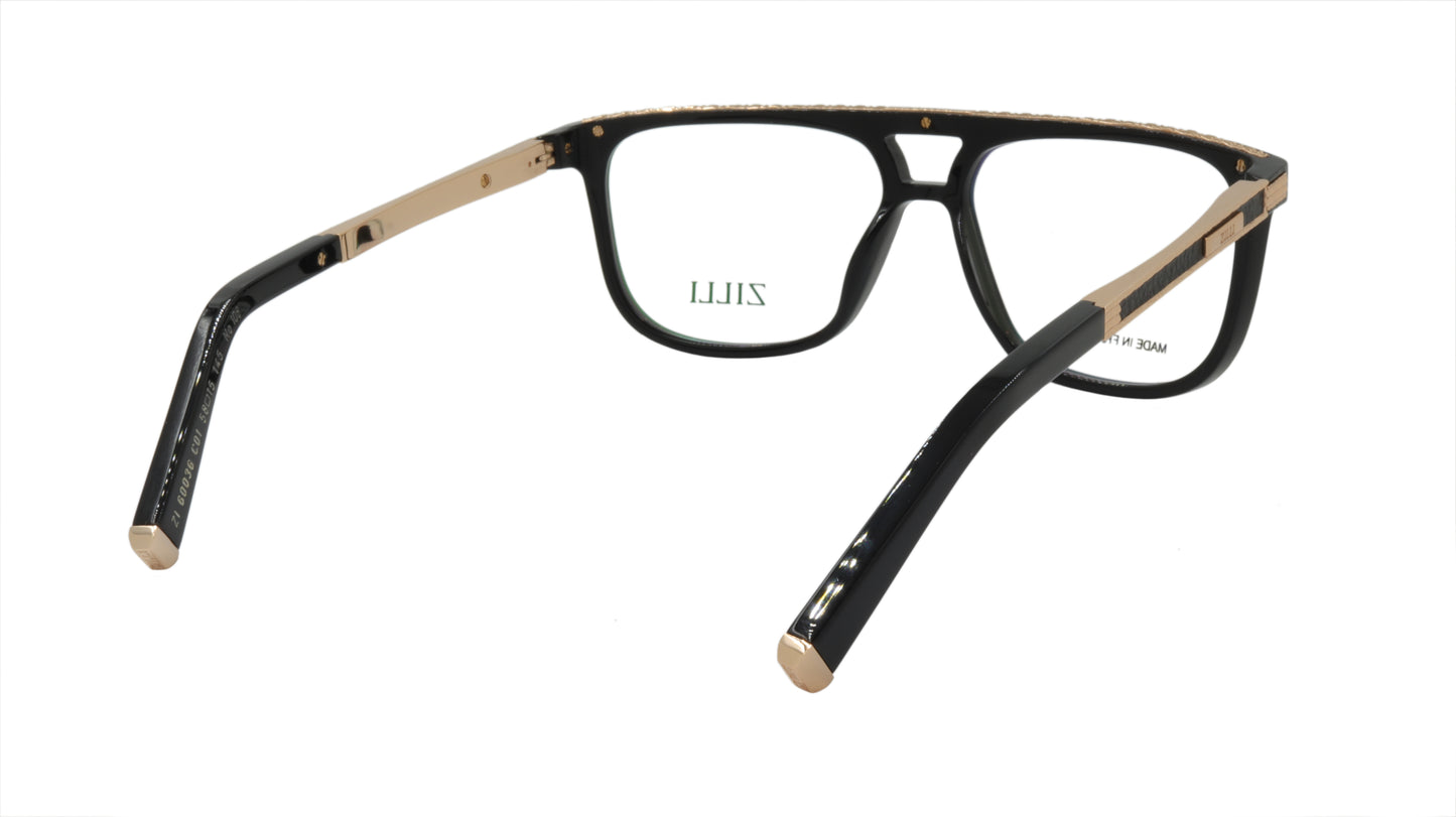 ZILLI Eyeglasses Frame Titanium Acetate Leather France Made ZI 60036 C01