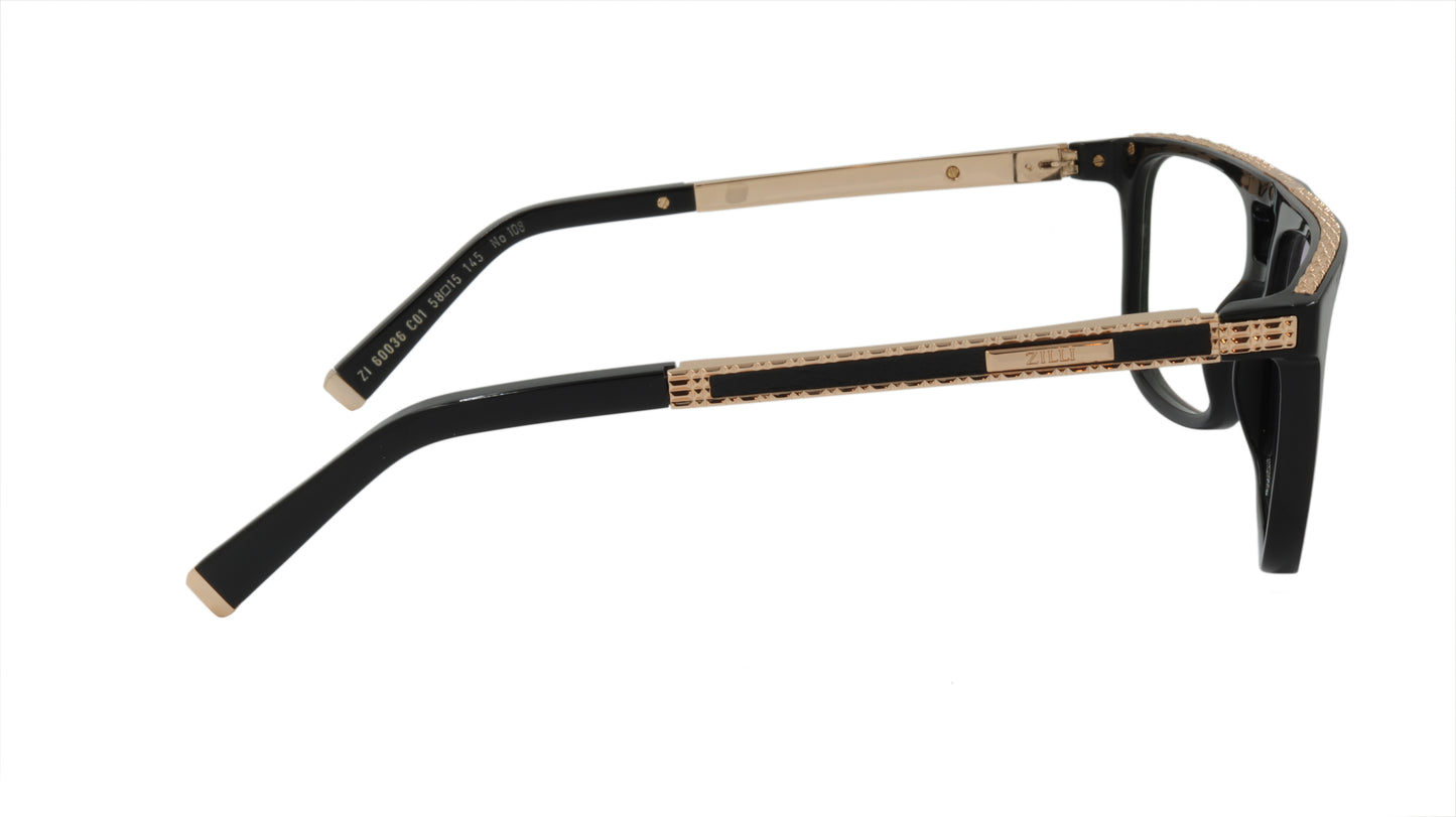 ZILLI Eyeglasses Frame Titanium Acetate Leather France Made ZI 60036 C01