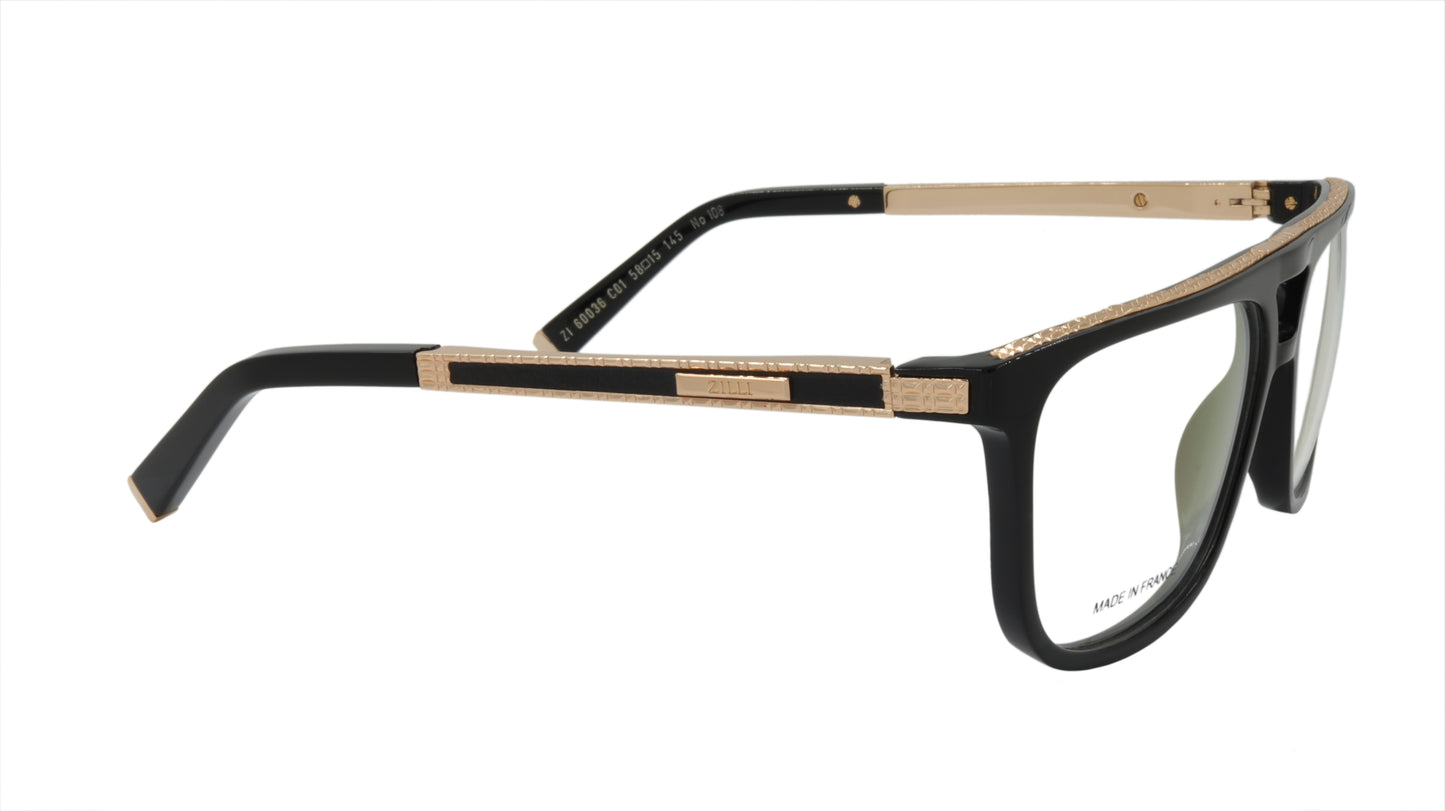 ZILLI Eyeglasses Frame Titanium Acetate Leather France Made ZI 60036 C01