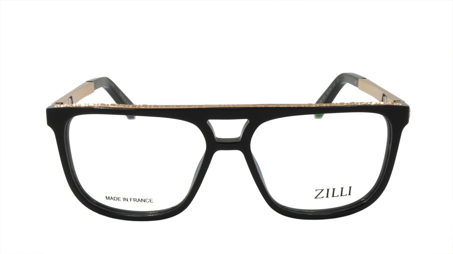 ZILLI Eyeglasses Frame Titanium Acetate Leather France Made ZI 60036 C01
