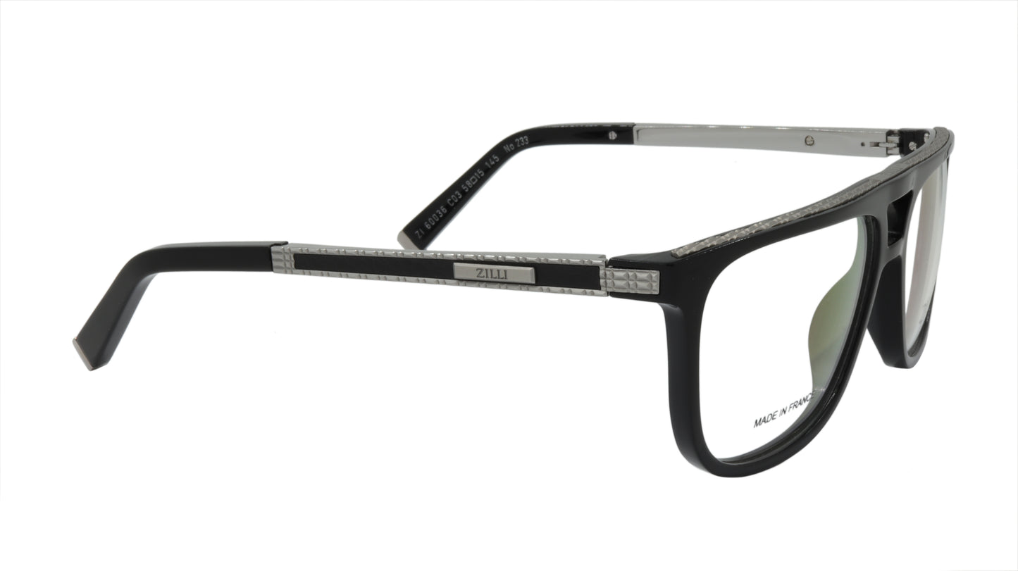 ZILLI Eyeglasses Frame Titanium Acetate Leather France Made ZI 60036 C03