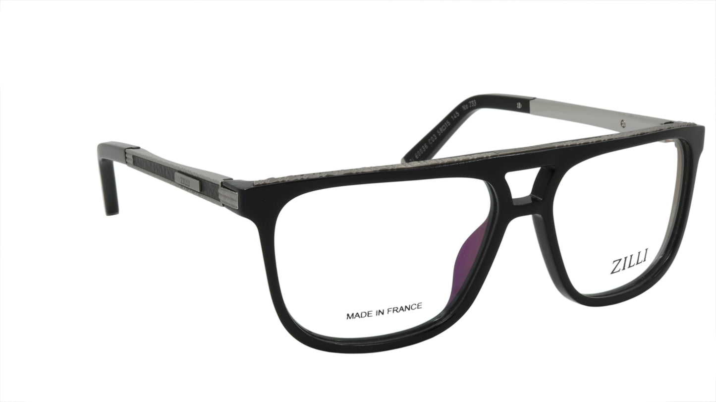 ZILLI Eyeglasses Frame Titanium Acetate Leather France Made ZI 60036 C03