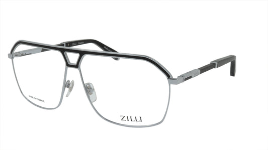 ZILLI Eyewear in Black and Silver Crafted in Titanium, Acetate with Leather Accents