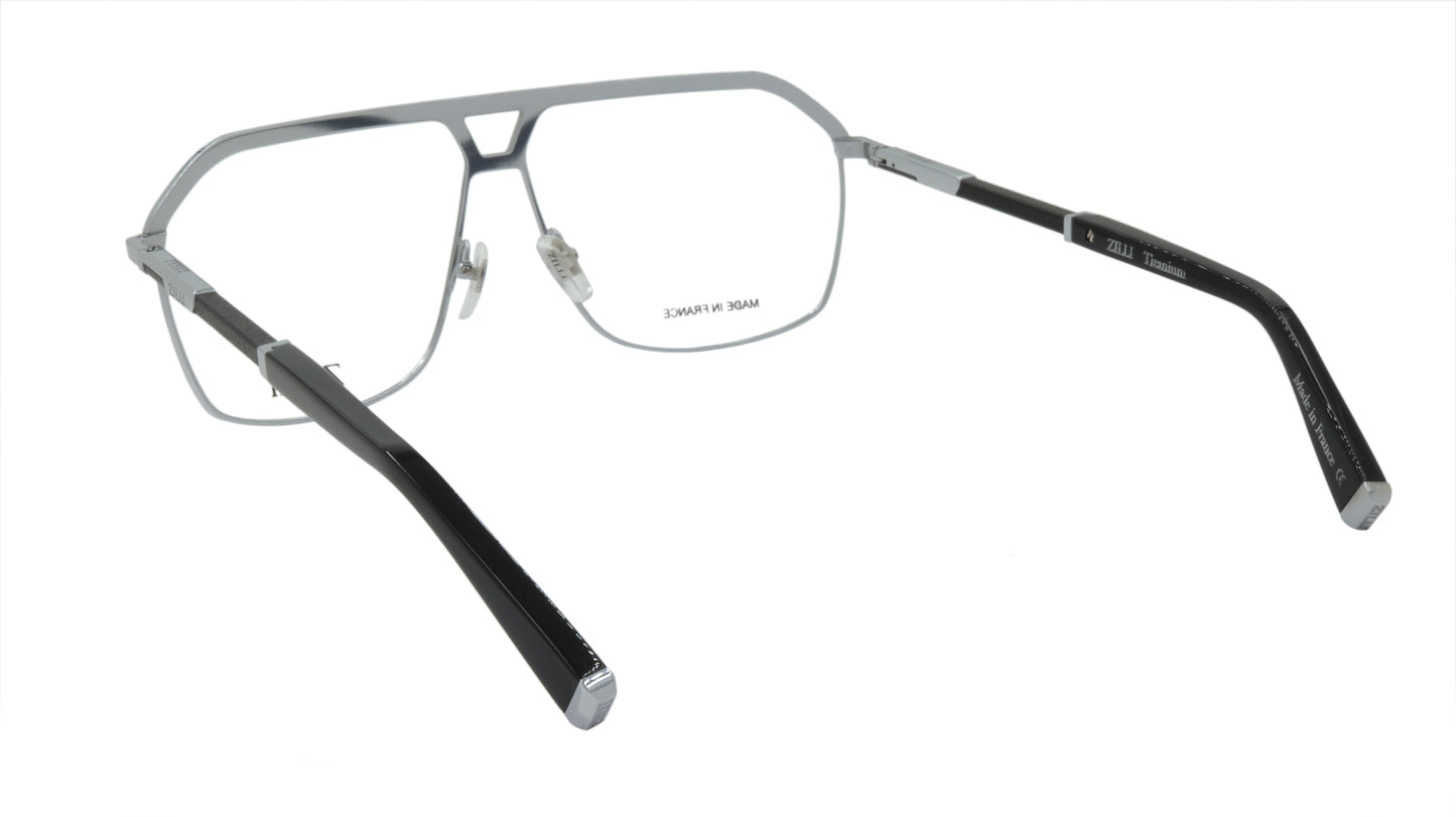 ZILLI Eyewear in Black and Silver Crafted in Titanium, Acetate with Leather Accents