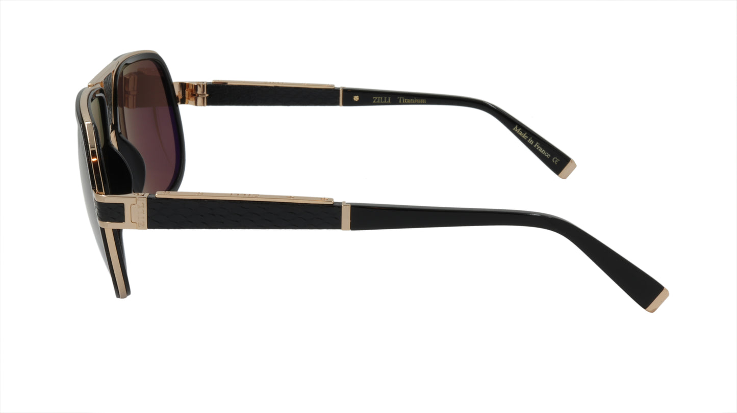 ZILLI Eyewear in Black and Gold Titanium Sunglasses