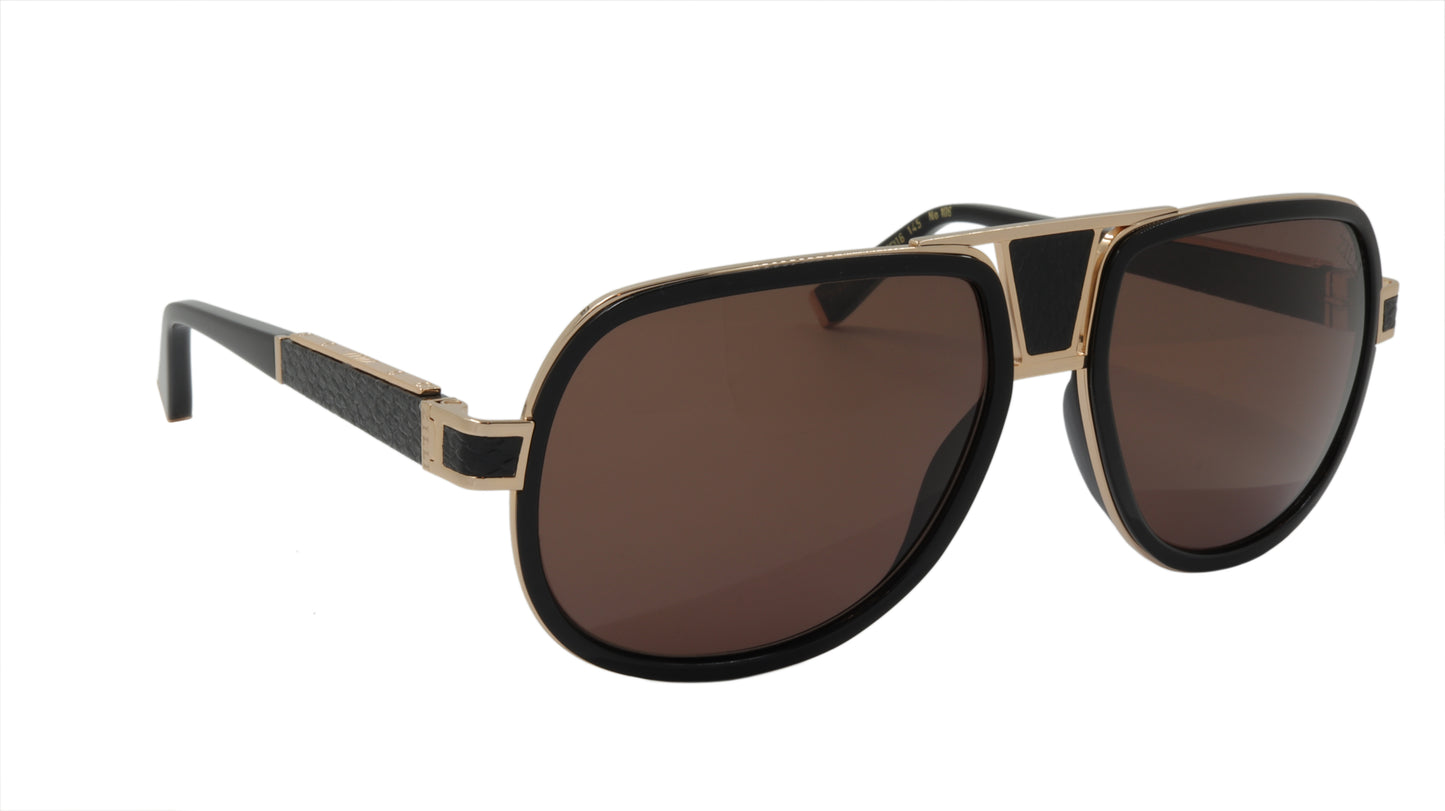 ZILLI Eyewear in Black and Gold Titanium Sunglasses