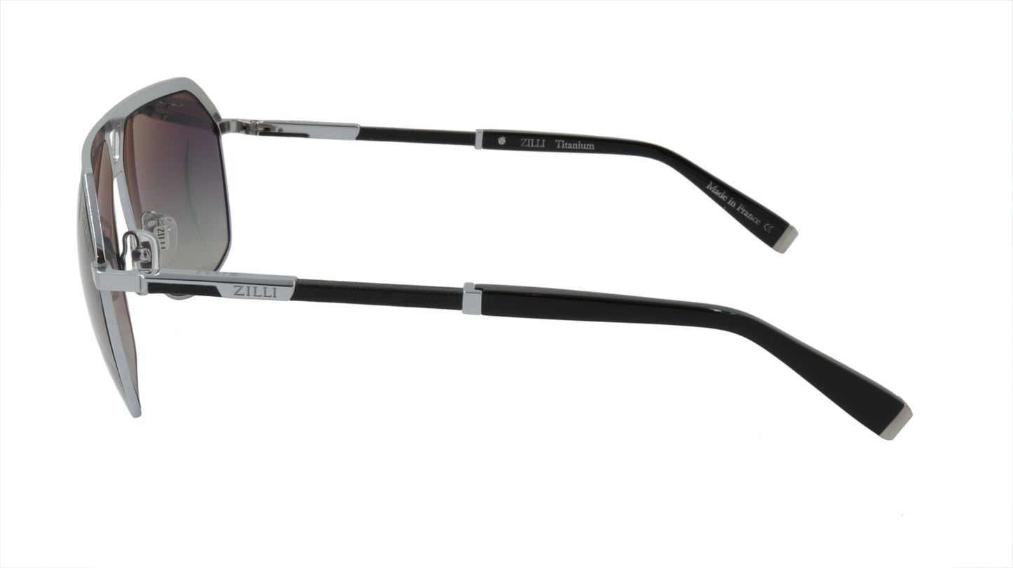 ZILLI Sunglasses Titanium Acetate Leather Polarized France Handmade ZI 65049 C03