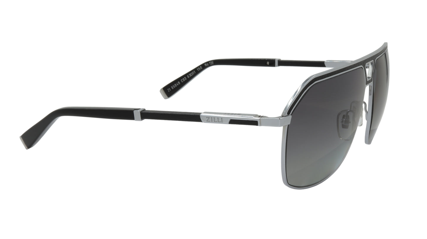 ZILLI Sunglasses Titanium Acetate Leather Polarized France Handmade ZI 65049 C03