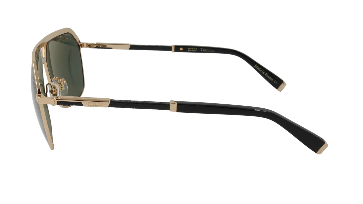 ZILLI Sunglasses Titanium Acetate Leather Polarized France Handmade ZI 65049 C01