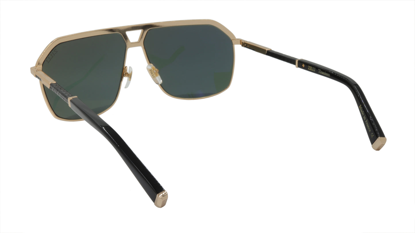 ZILLI Sunglasses Titanium Acetate Leather Polarized France Handmade ZI 65049 C01