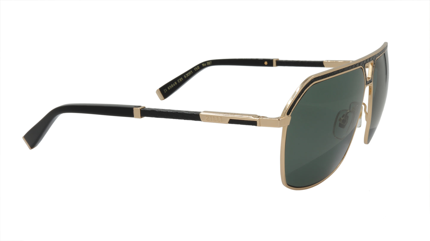 ZILLI Sunglasses Titanium Acetate Leather Polarized France Handmade ZI 65049 C01