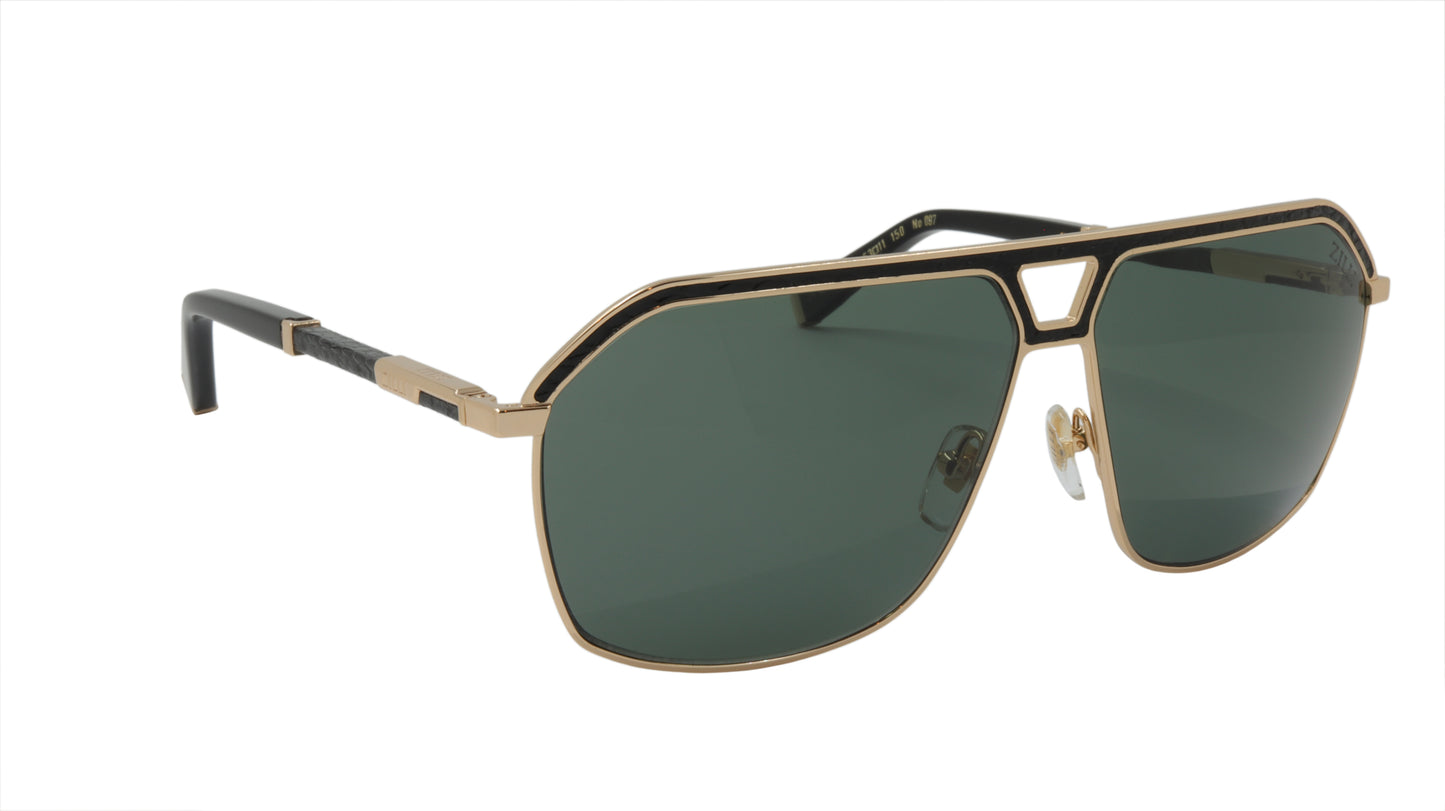 ZILLI Sunglasses Titanium Acetate Leather Polarized France Handmade ZI 65049 C01