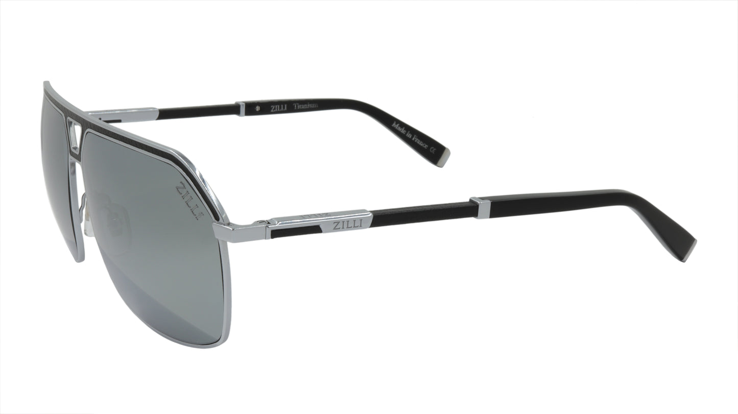 ZILLI Sunglasses Titanium Acetate Leather Polarized France Handmade ZI 65049 C02