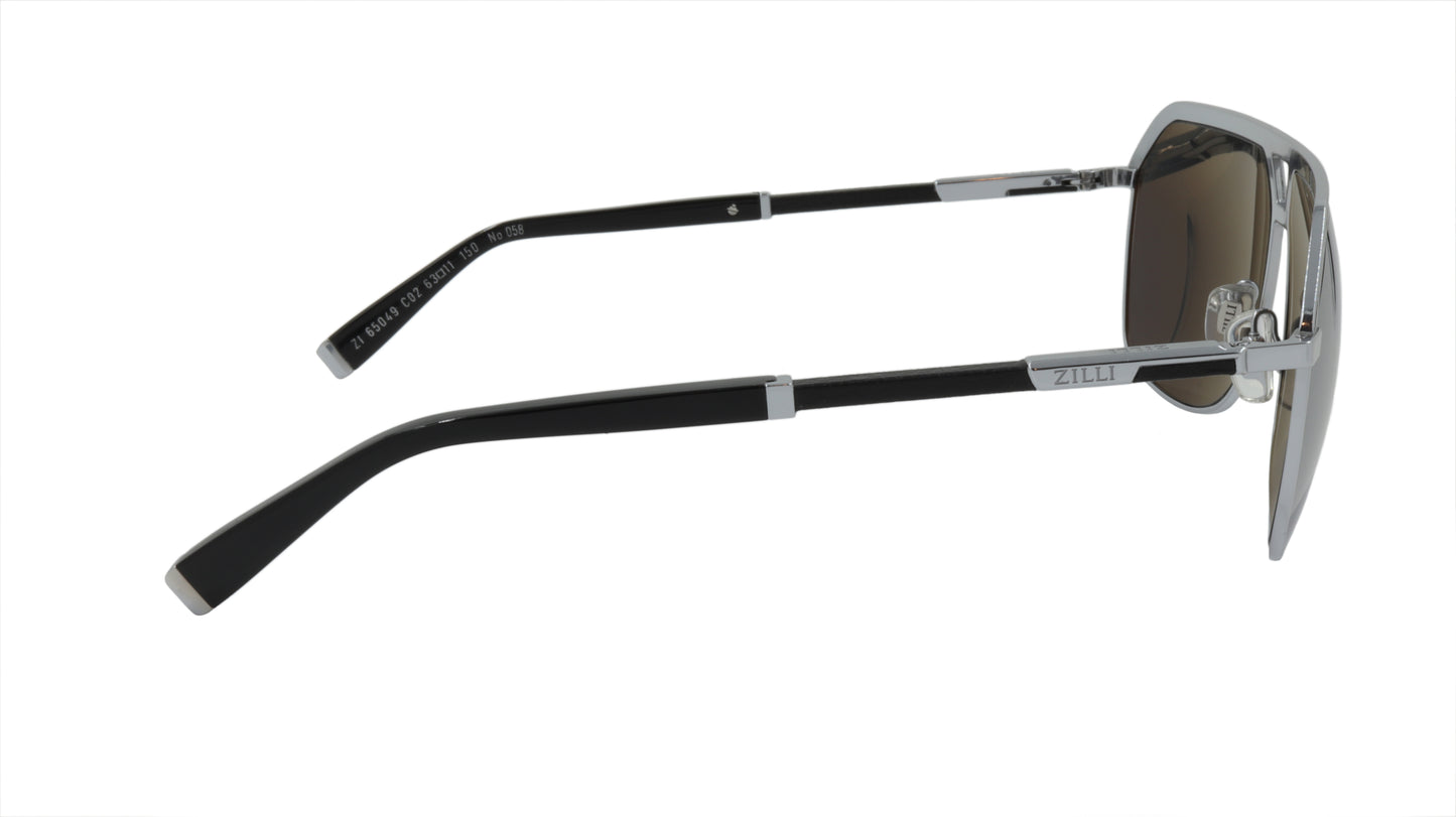 ZILLI Sunglasses Titanium Acetate Leather Polarized France Handmade ZI 65049 C02