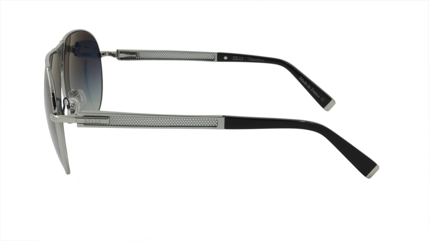 ZILLI Sunglasses Aviator Shaped in Silver and Black Titanium