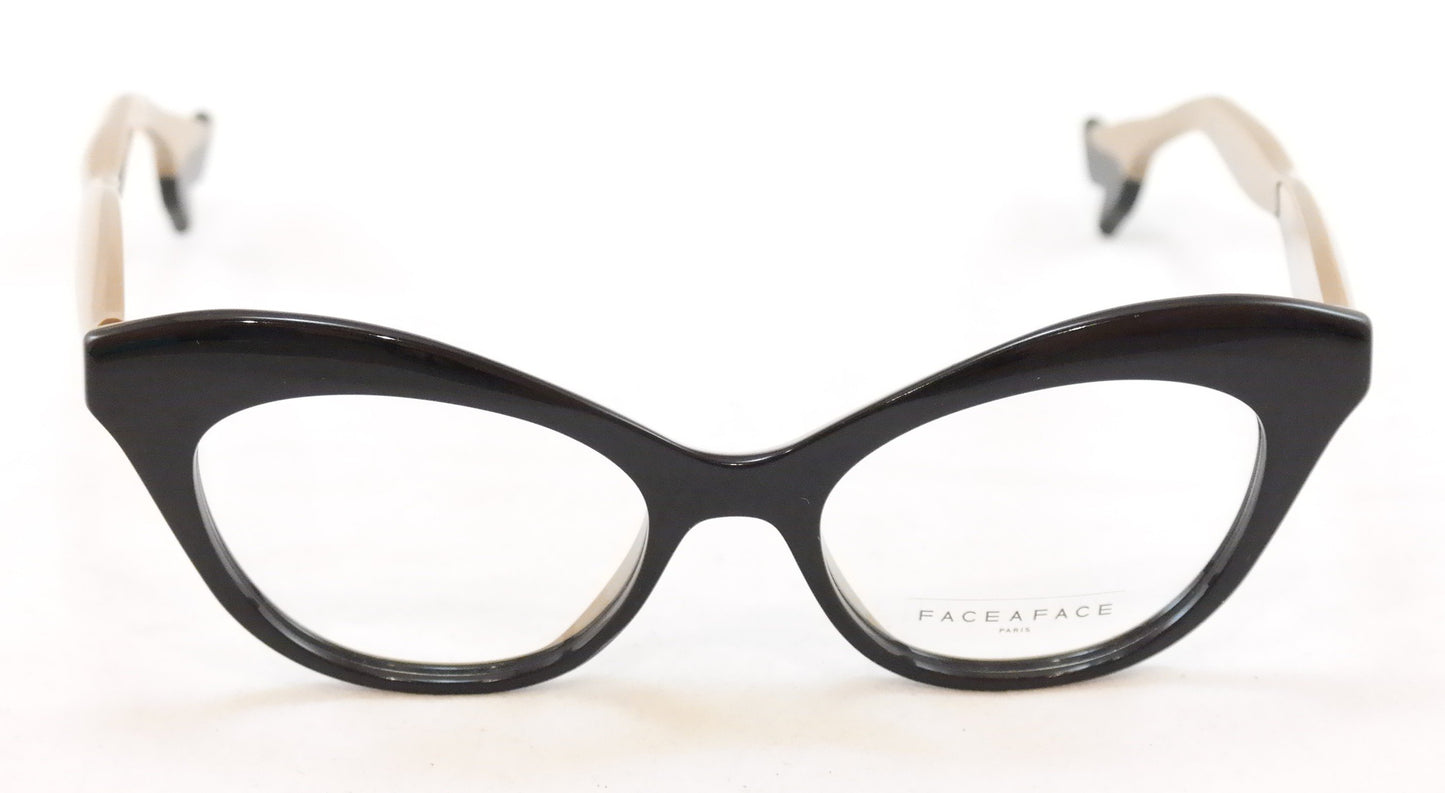 Face A Face Bocca 3 2059 Eyeglasses Black Cream Beige Italy Hand Made - Frame Bay