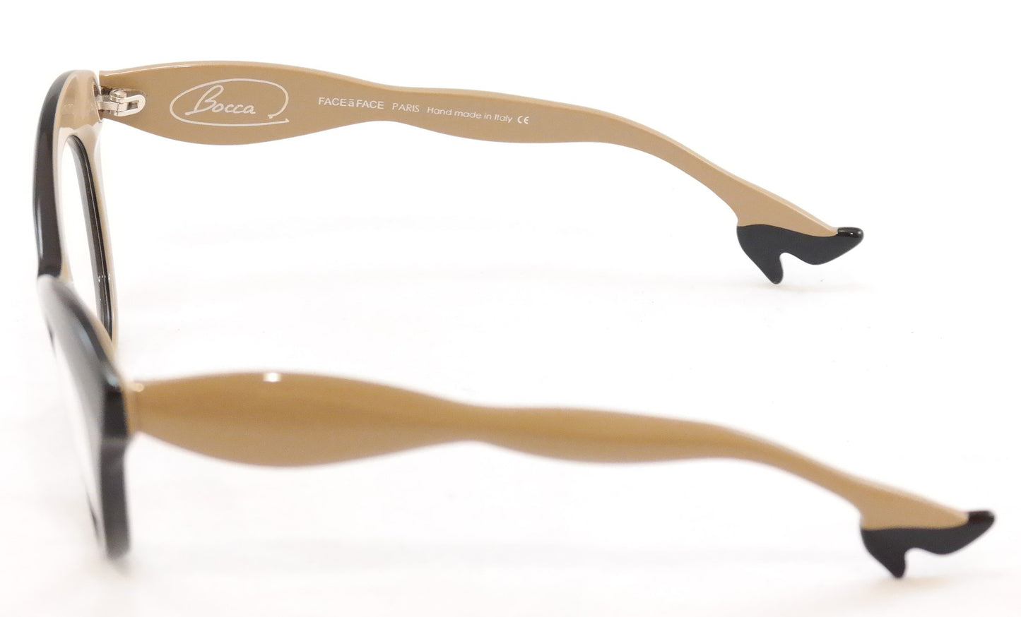 Face A Face Bocca 3 2059 Eyeglasses Black Cream Beige Italy Hand Made - Frame Bay