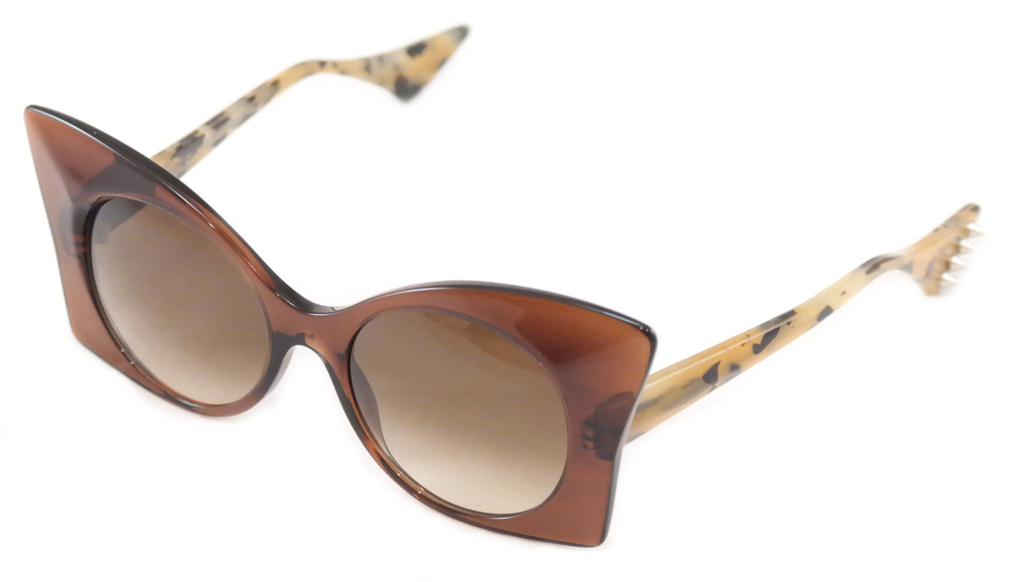 Face A Face Sunglasses Punk Her 4 222 Brown Safari Satin Plastic Italy Hand Made - Frame Bay