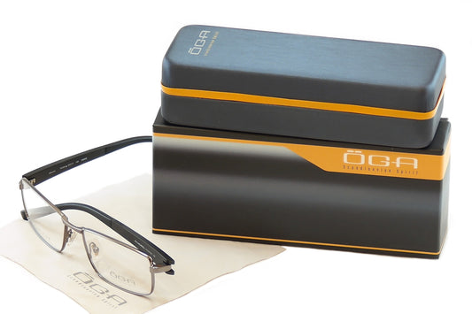 OGA Morel Eyeglasses Frame 74120 GG033 Gunmetal Metal Plastic France 57-17-145 - Frame Bay