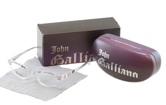 John Galliano Eyeglasses Frame JG5003 024 Plastic Black White On Newspaper Italy - Frame Bay
