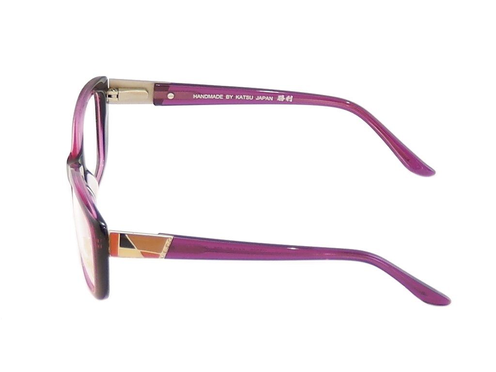 Katsu Eyeglasses Frame K8023 C2 Violet Plastic Japan Hand Made 54-15-135 - Frame Bay