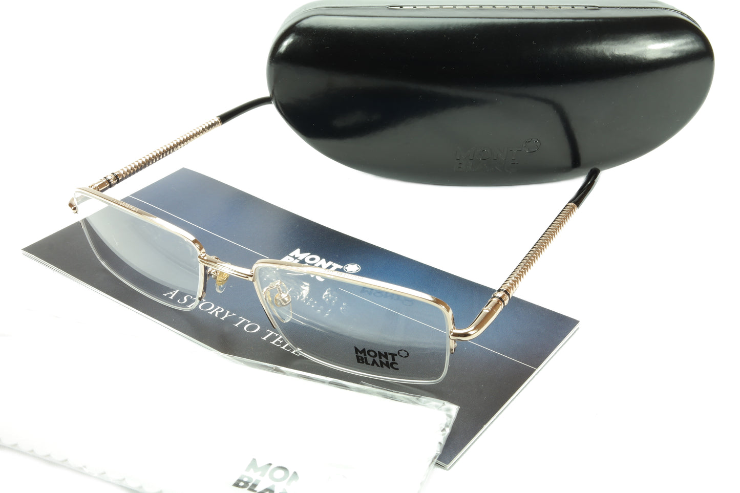 Mont Blanc Eyeglasses Frame MB440 028 Gold Black Metal Acetate Italy 55-19-135 - Frame Bay