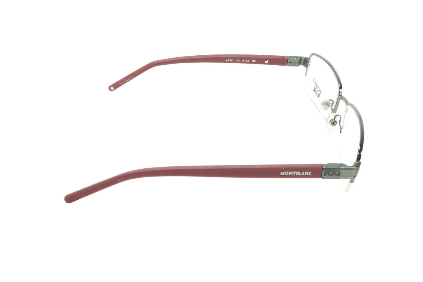 Mont Blanc Eyeglasses Frame MB342 008 Gunmetal Bordeaux Metal Rubber Italy Made - Frame Bay