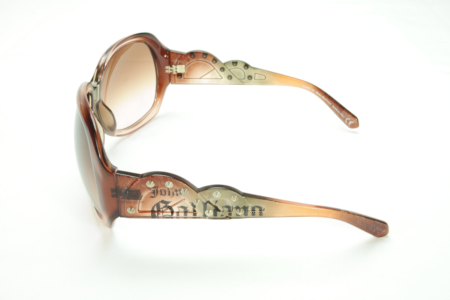 John Galliano Sunglasses Frame JG12 74F Brown Acetate Italy Made - Frame Bay