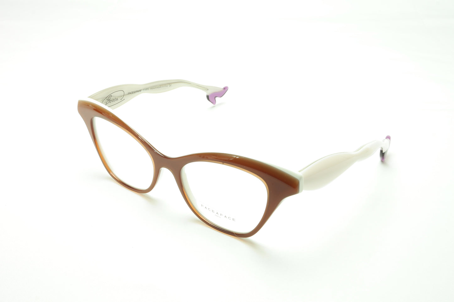 Face A Face Bocca 4 208 Eyeglasses Frame Praline White Italy Hand Made - Frame Bay