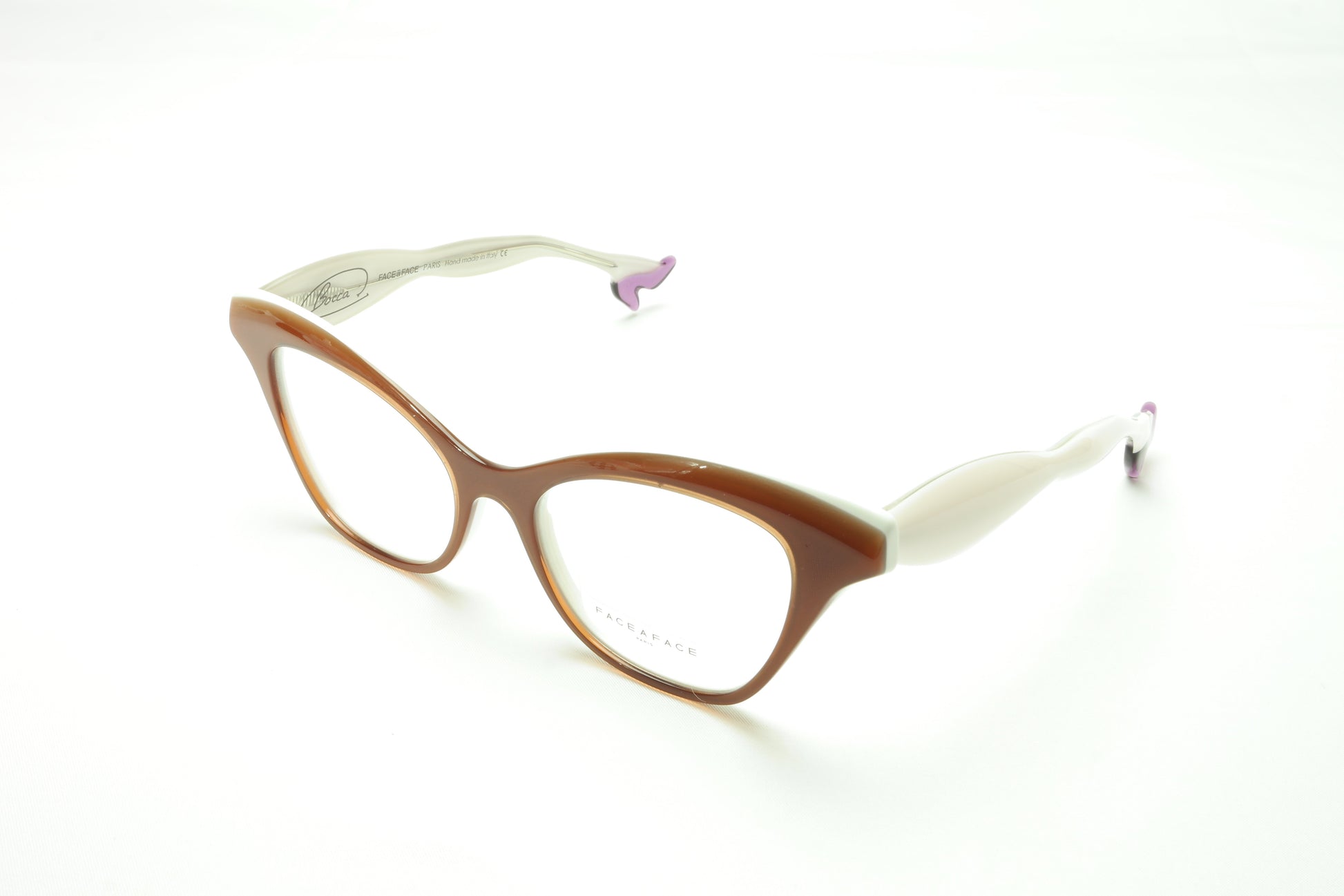 Face A Face Bocca 4 208 Eyeglasses Frame Praline White Italy Hand Made - Frame Bay