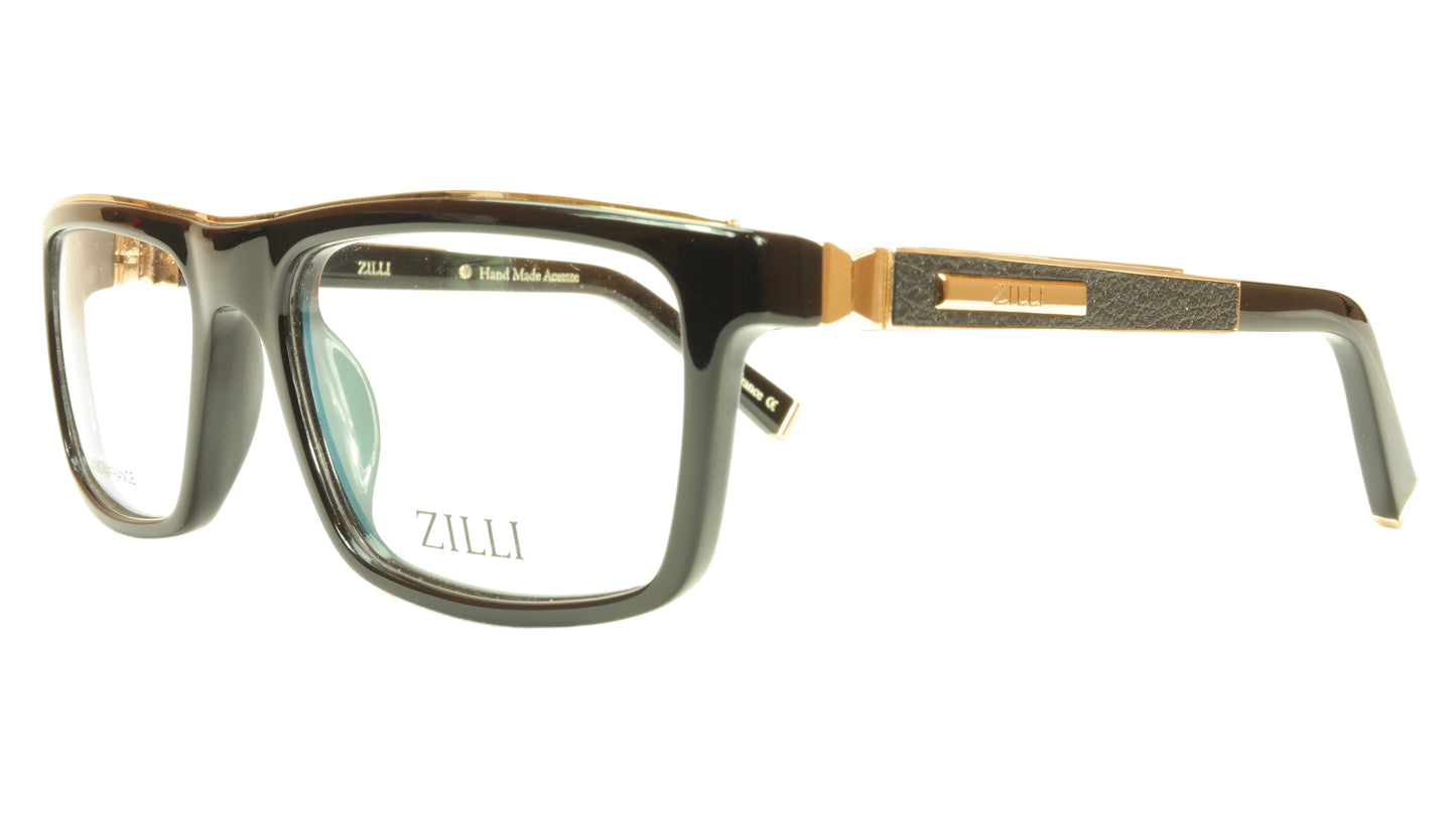 ZILLI Eyeglasses Frame Acetate Leather Titanium France Hand Made ZI 60002 C01 - Frame Bay