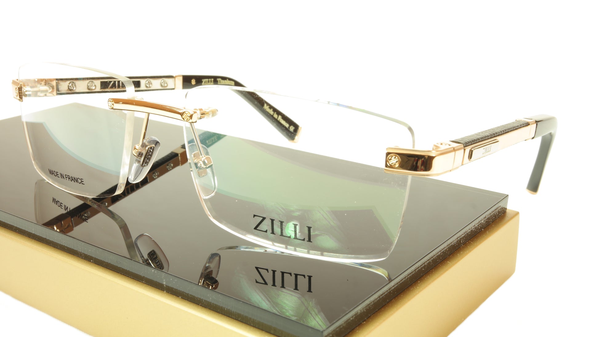 ZILLI Eyeglasses Frame Acetate Leather Titanium France Hand Made ZI 60012 C01 - Frame Bay