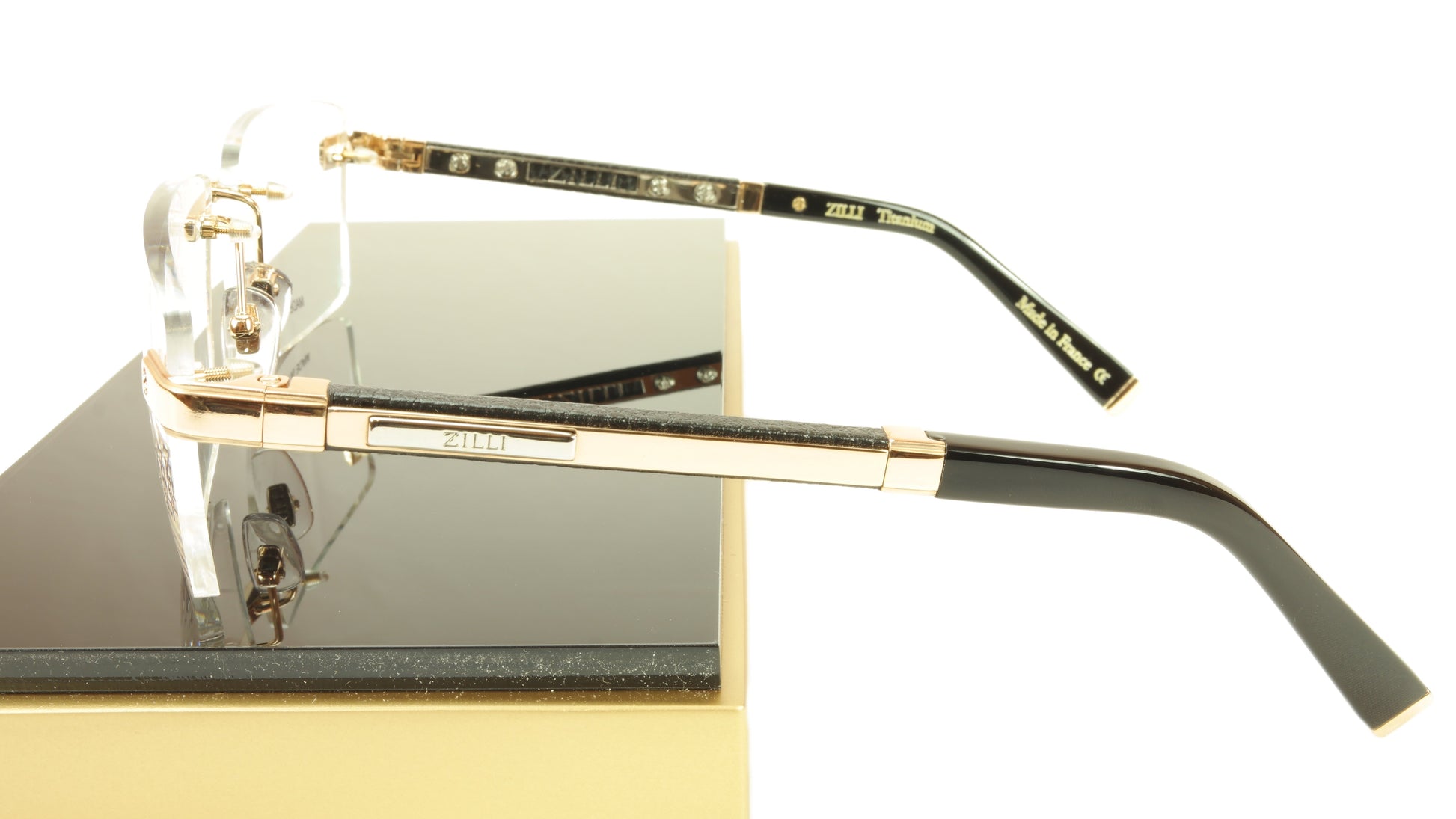 ZILLI Eyeglasses Frame Acetate Leather Titanium France Hand Made ZI 60012 C01 - Frame Bay