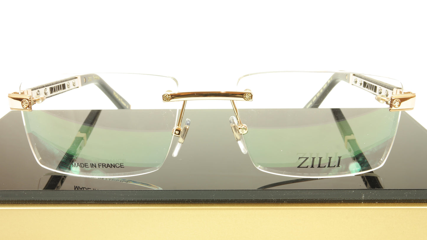 ZILLI Eyeglasses Frame Acetate Leather Titanium France Hand Made ZI 60012 C01 - Frame Bay