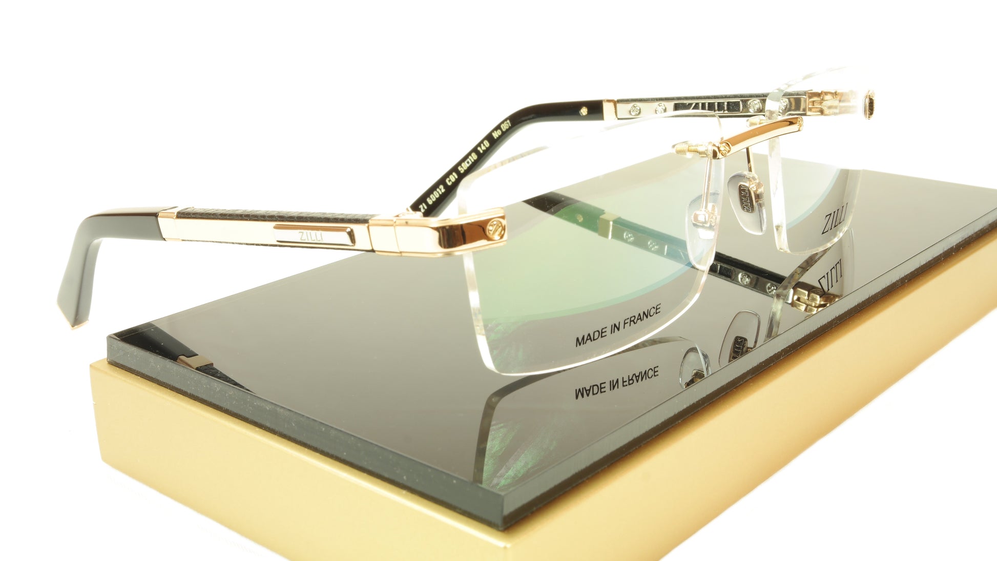 ZILLI Eyeglasses Frame Acetate Leather Titanium France Hand Made ZI 60012 C01 - Frame Bay