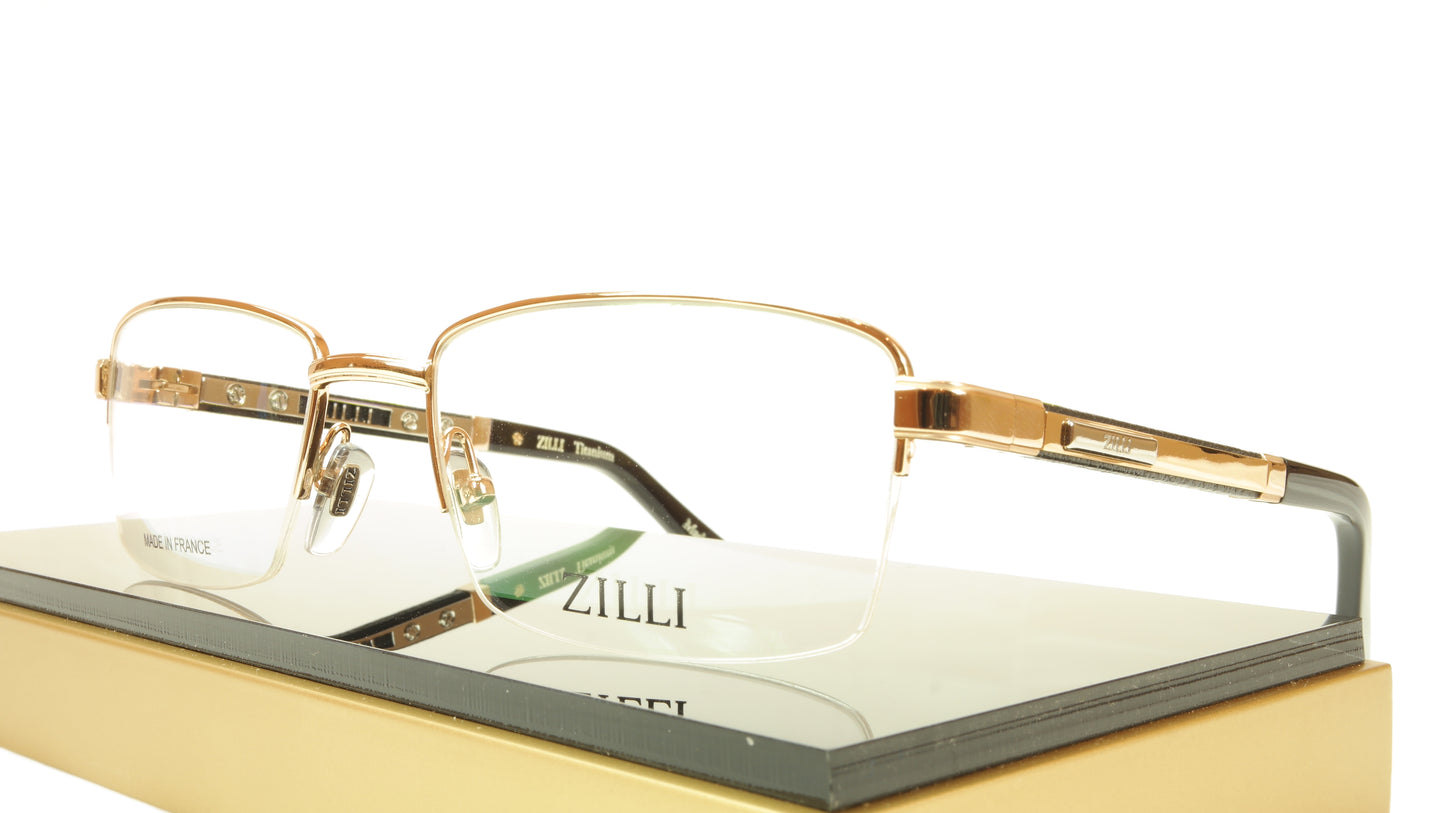 ZILLI Eyeglasses Frame Acetate Leather Titanium France Hand Made ZI 60014 C01 - Frame Bay