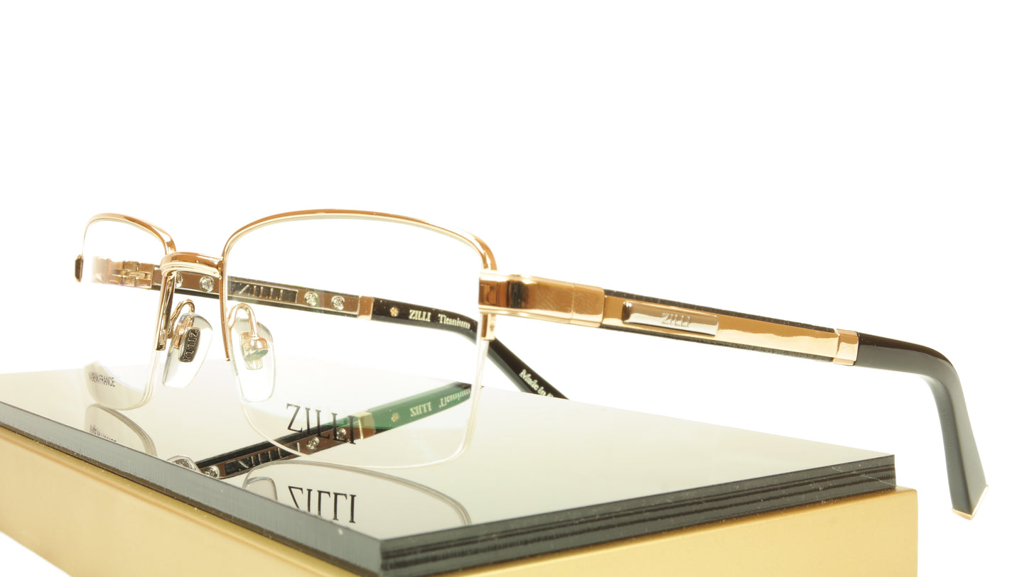 ZILLI Eyeglasses Frame Acetate Leather Titanium France Hand Made ZI 60014 C01 - Frame Bay