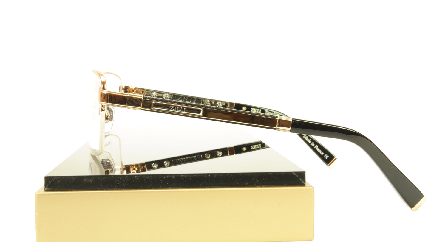 ZILLI Eyeglasses Frame Acetate Leather Titanium France Hand Made ZI 60014 C01 - Frame Bay
