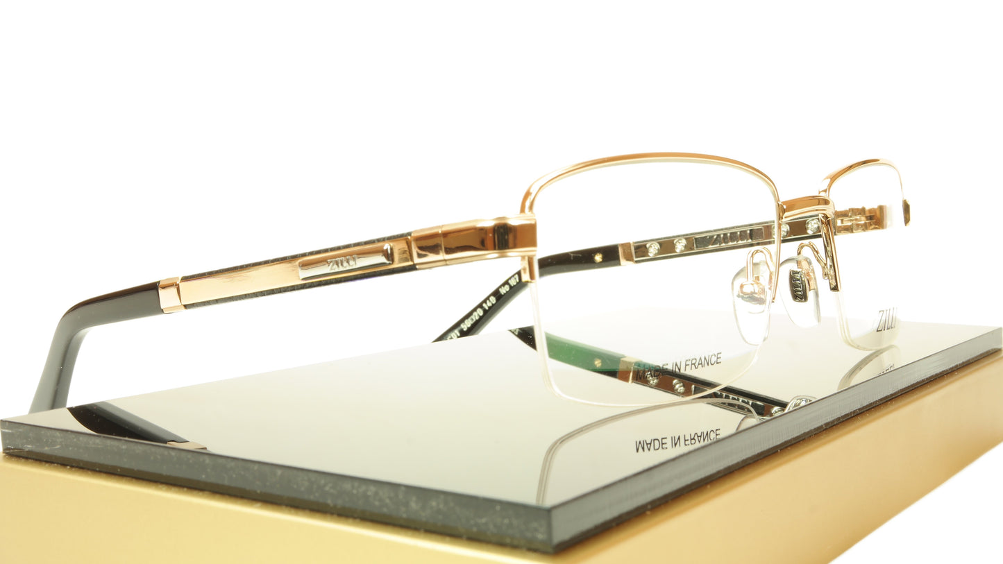 ZILLI Eyeglasses Frame Acetate Leather Titanium France Hand Made ZI 60014 C01 - Frame Bay