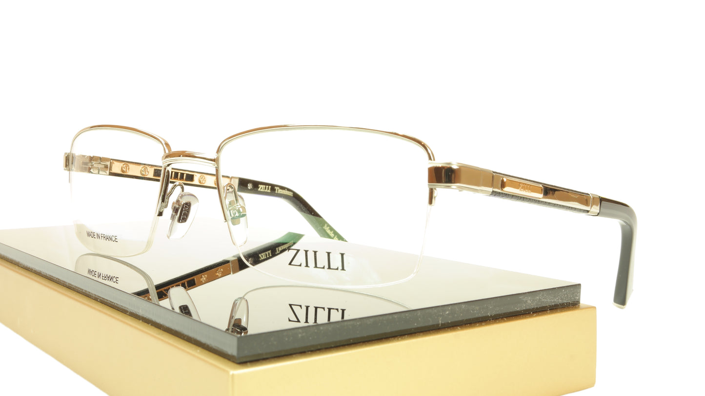 ZILLI Eyeglasses Frame Acetate Leather Titanium France Hand Made ZI 60014 C02 - Frame Bay