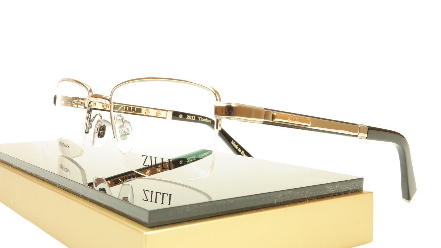 ZILLI Eyeglasses Frame Acetate Leather Titanium France Hand Made ZI 60014 C02 - Frame Bay