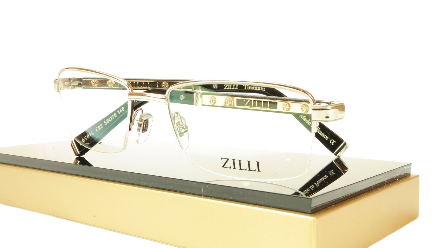 ZILLI Eyeglasses Frame Acetate Leather Titanium France Hand Made ZI 60014 C02 - Frame Bay