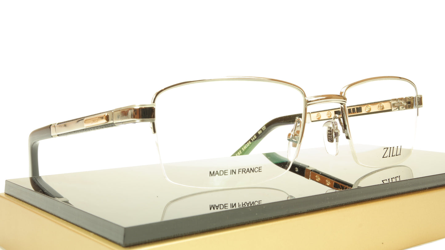 ZILLI Eyeglasses Frame Acetate Leather Titanium France Hand Made ZI 60014 C02 - Frame Bay