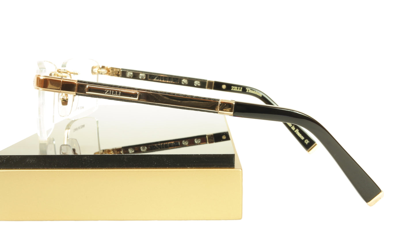 ZILLI Eyeglasses Frame Acetate Leather Titanium France Hand Made ZI 60013 C01 - Frame Bay