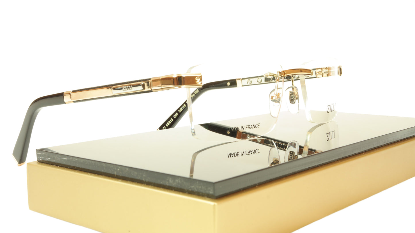 ZILLI Eyeglasses Frame Acetate Leather Titanium France Hand Made ZI 60013 C01 - Frame Bay