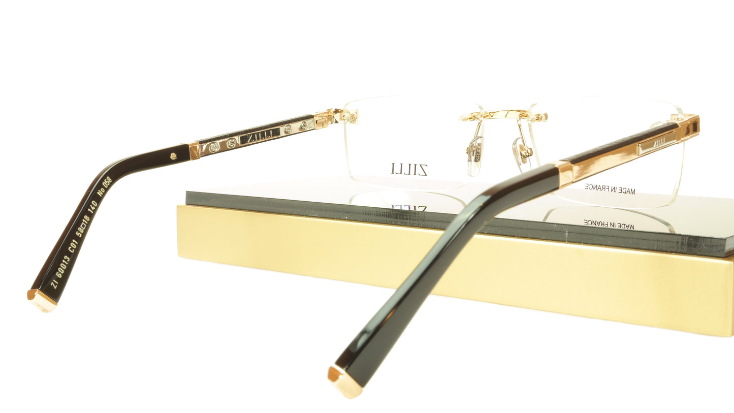 ZILLI Eyeglasses Frame Acetate Leather Titanium France Hand Made ZI 60013 C01 - Frame Bay