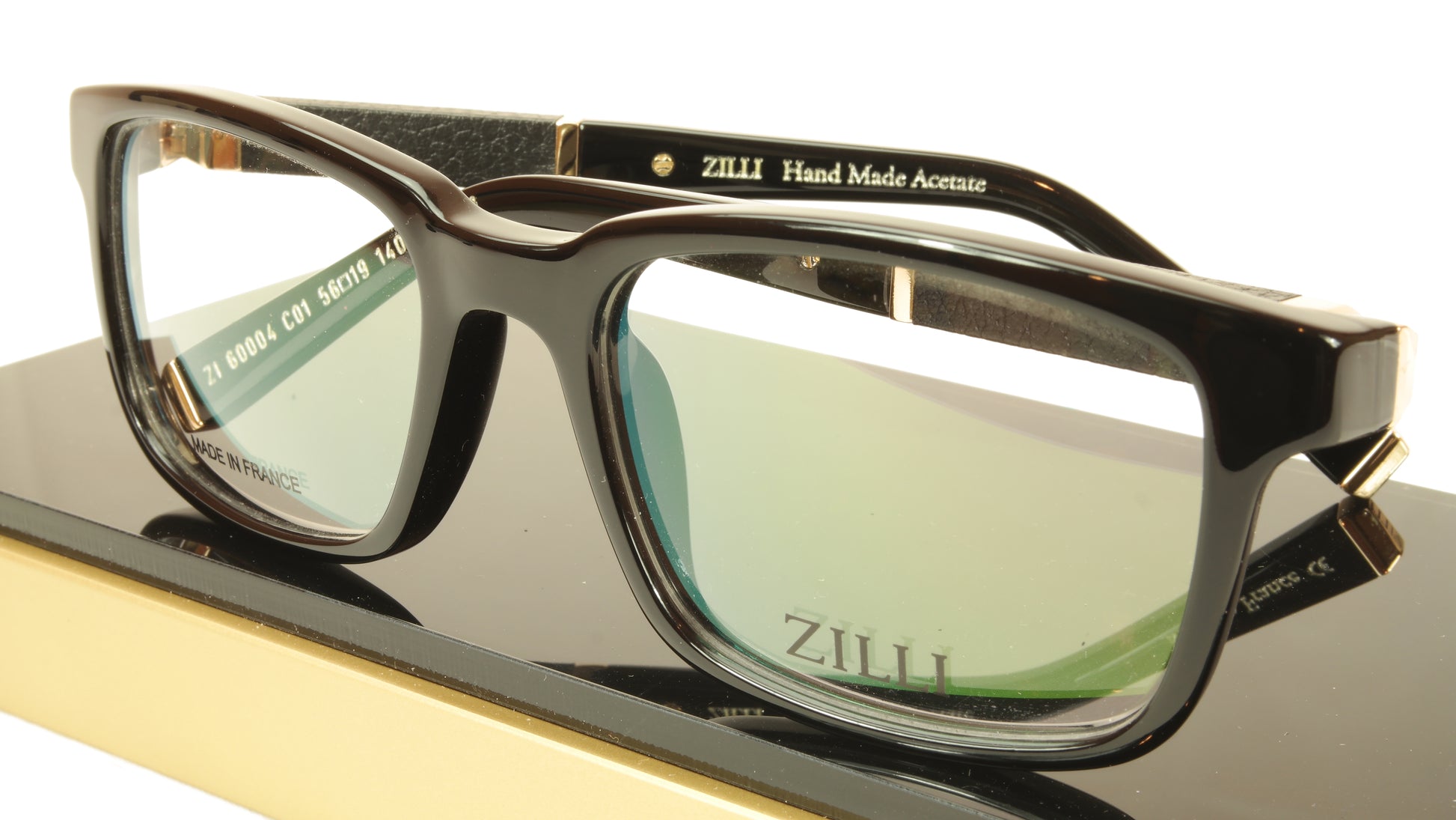 ZILLI Eyeglasses Frame Acetate Leather Titanium France Hand Made ZI 60004 C01 - Frame Bay