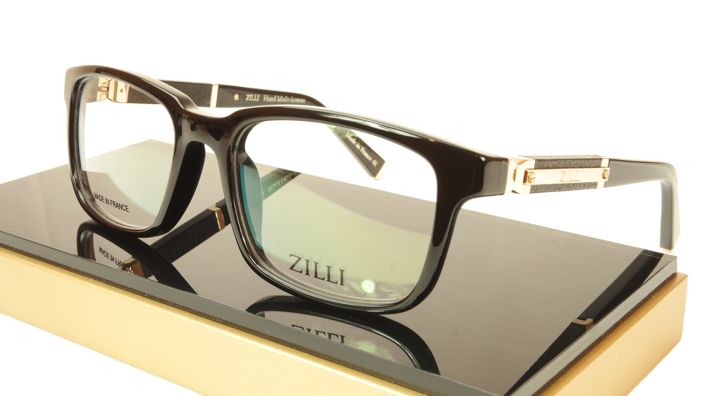 ZILLI Eyeglasses Frame Acetate Leather Titanium France Hand Made ZI 60004 C01 - Frame Bay